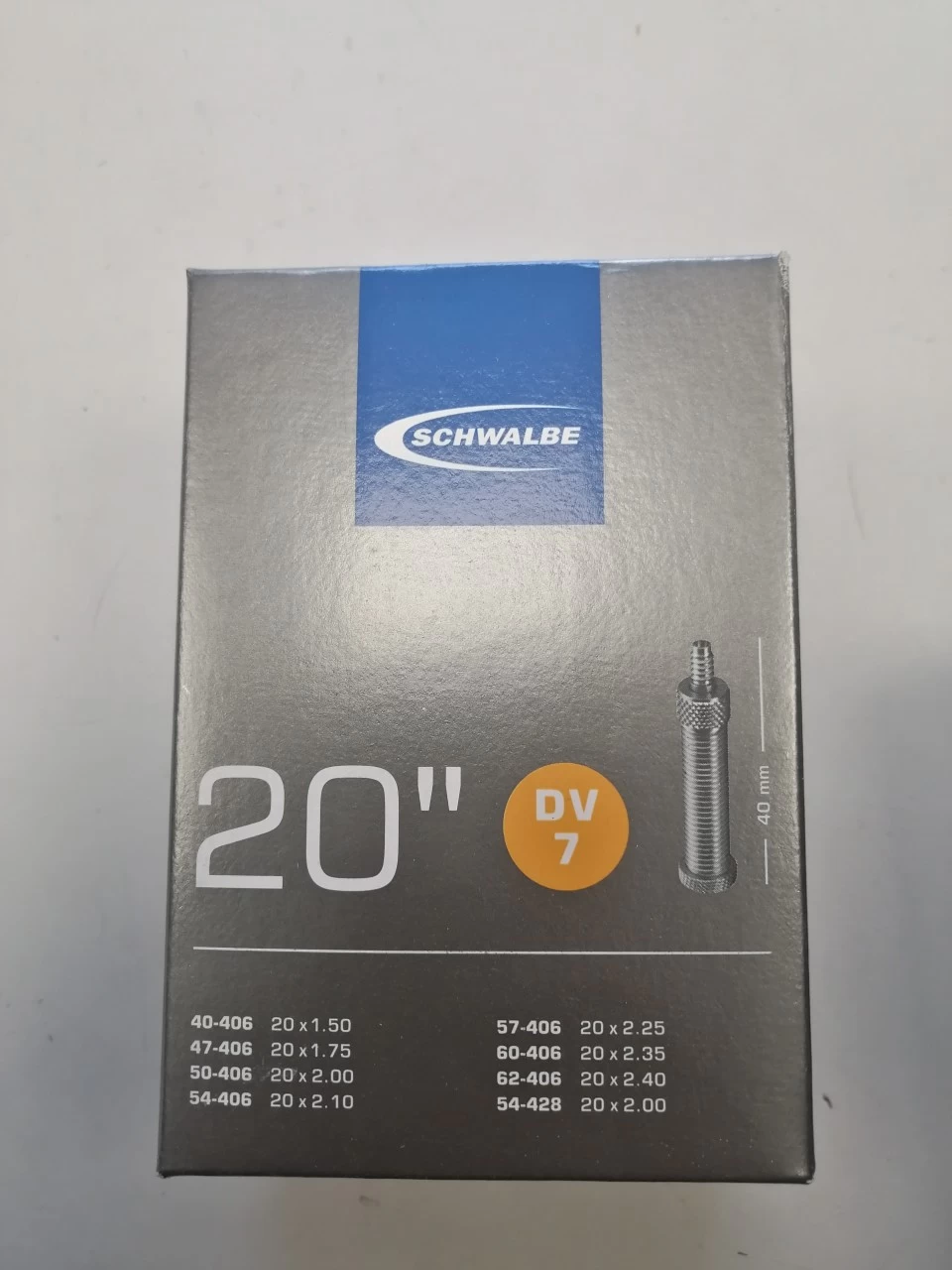 Schwalbe Fahrradschlauch DV Ventil Nr. 7 20" 40 Mm 40/62-406 1 Schwalbe Fahrradschlauch DV Ventil Nr. 7 20" 40 Mm 40/62-406